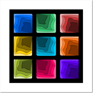 Multicolor Square Abstract Pattern Posters and Art